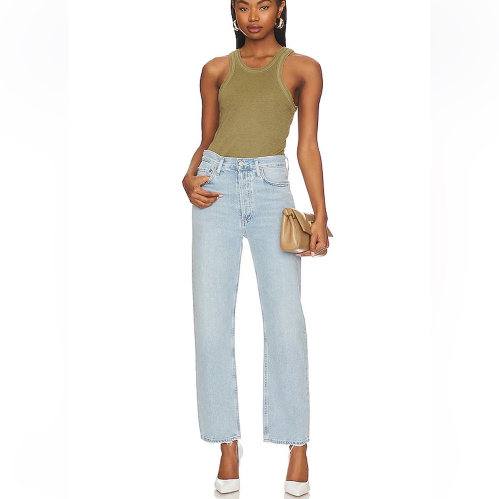 Agolde Light Wash High-Rise Straight Jeans